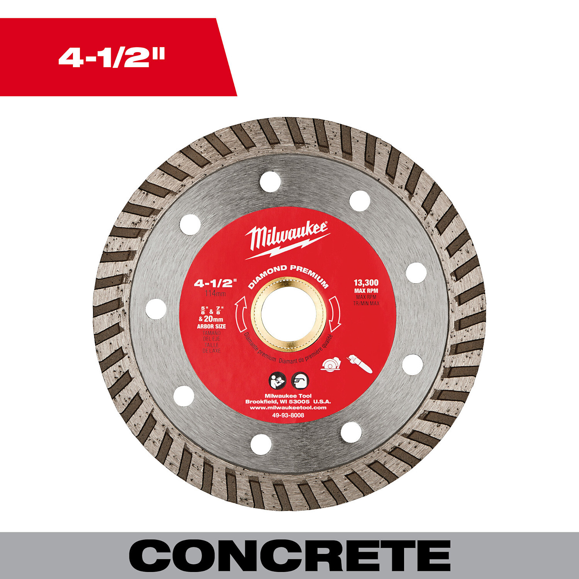 Milwaukee Diamond Premium Turbo Blade, 4-1/2in. Model# 49-93-8008